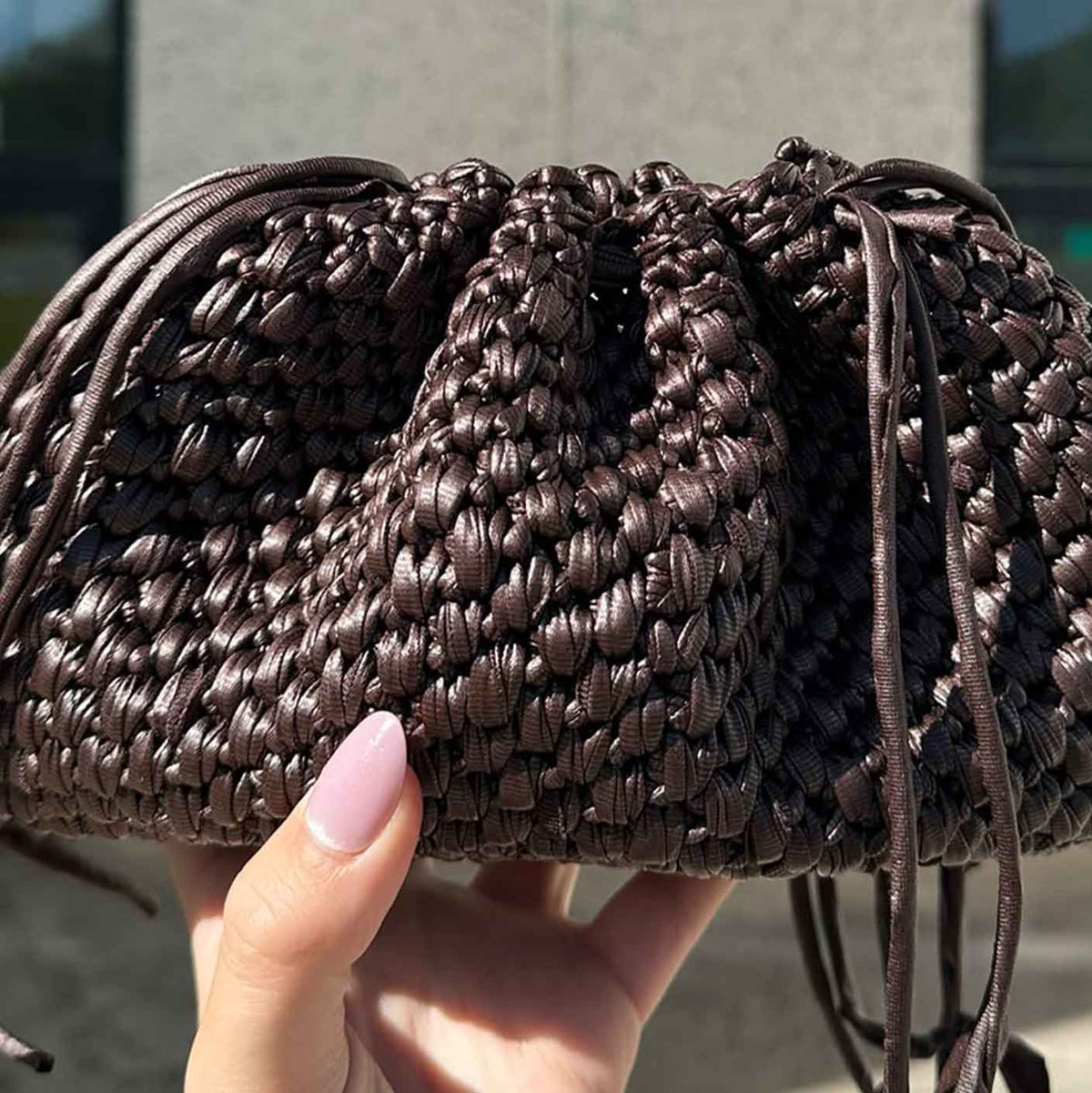 NOVITA' Borsa ad Uncinetto Blair dark chocolate