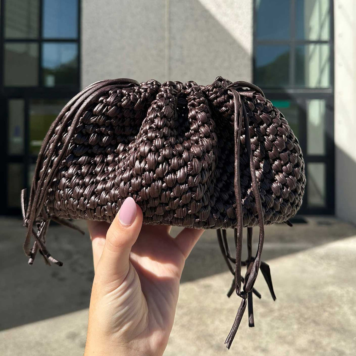 NOVITA' Borsa ad Uncinetto Blair dark chocolate